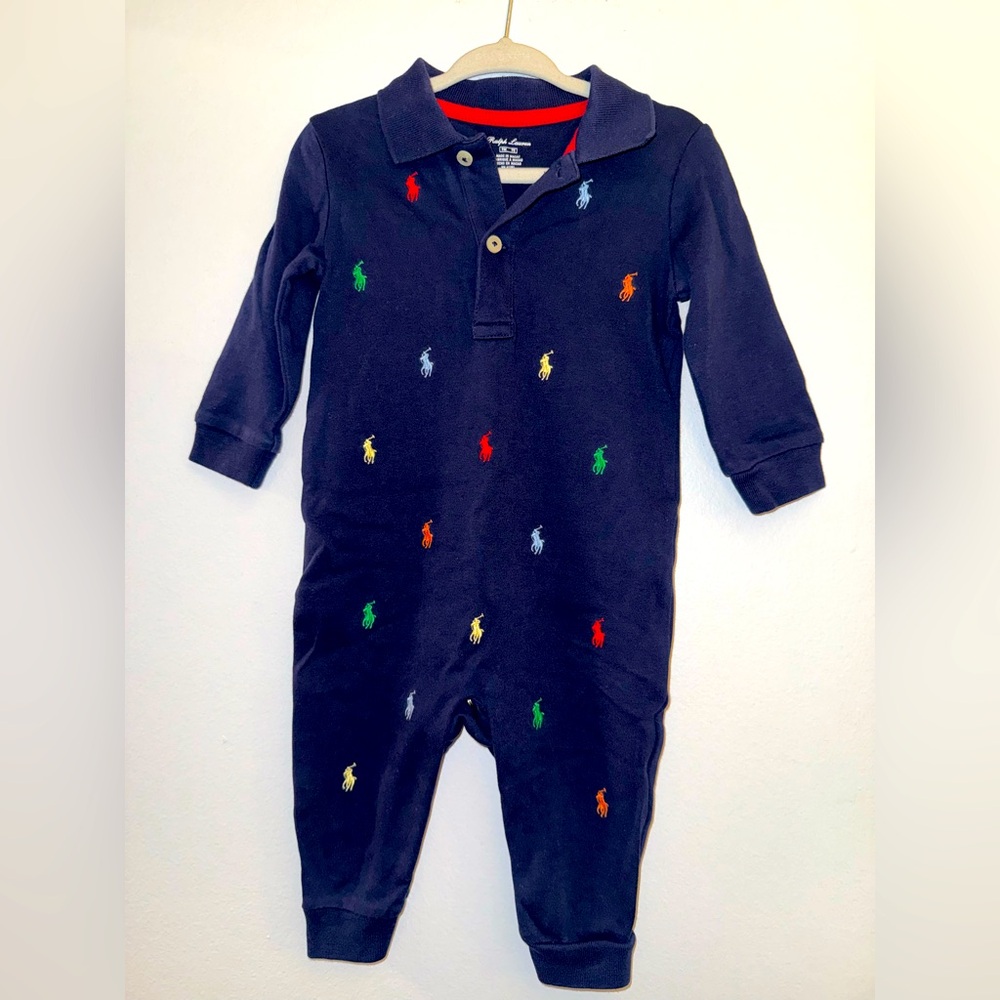 Ralph Lauren Baby Boy One Piece Polo shirt outfit, size 9 months